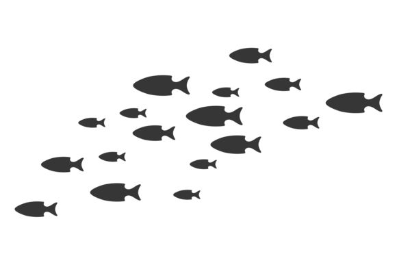 Download Fish Shoal Icon. Black Swimming Aquatic - Aquatic Collection
