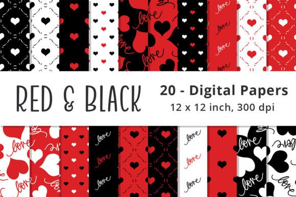 Download Red and Black Valentine Digital Paper - Valentine Collection