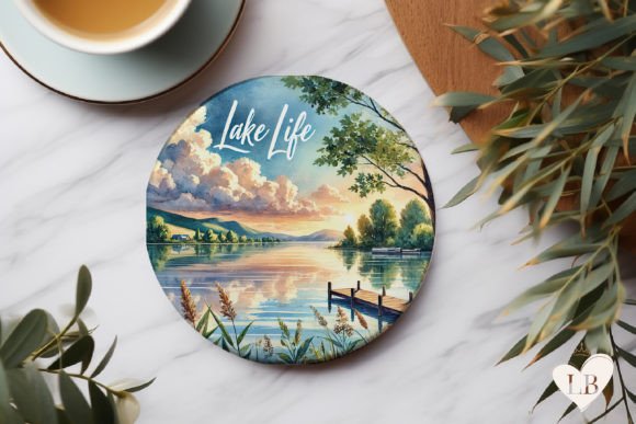Download Lake Life Round Coaster PNG, Lake Dock D - Premium Resources