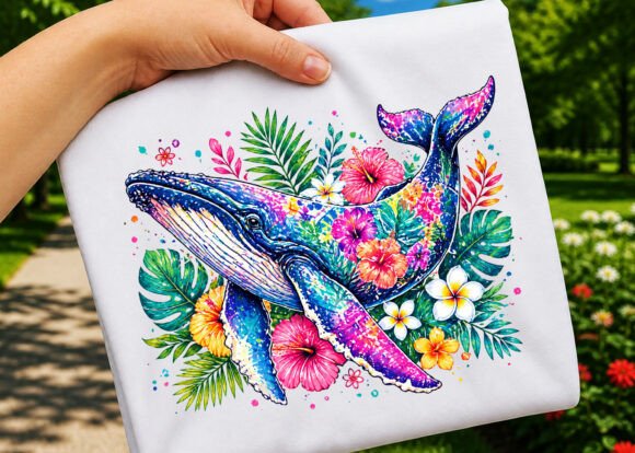Download Tropical Floral Ocean Animal Whale PNG - Ocean animal Collection