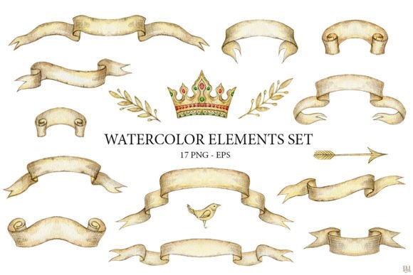 Download Watercolor Vintage Elements Set - Premium Resources